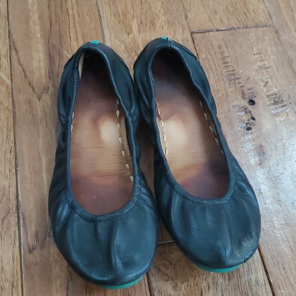 Tieks black round toe foldable flats